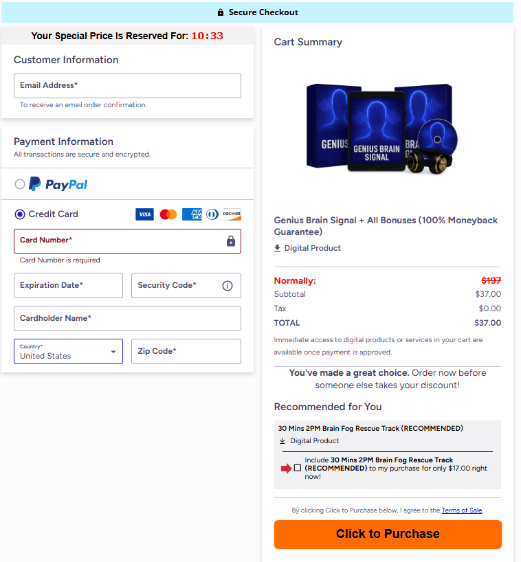 Genius Brain Signal™ Checkout Page